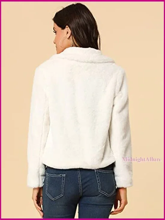 Cropped Faux Fur Jacket Shrug Loose Fit Soft Plush Open Front - Picture 5 of 6